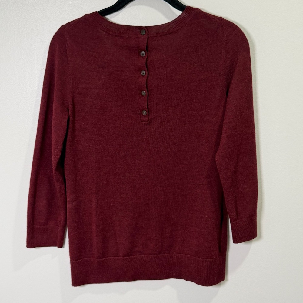 LOFT Wool Blend Minimalist Fall Sweater (M) Button Detail 3/4 Sleeve Office - Picture 6 of 11